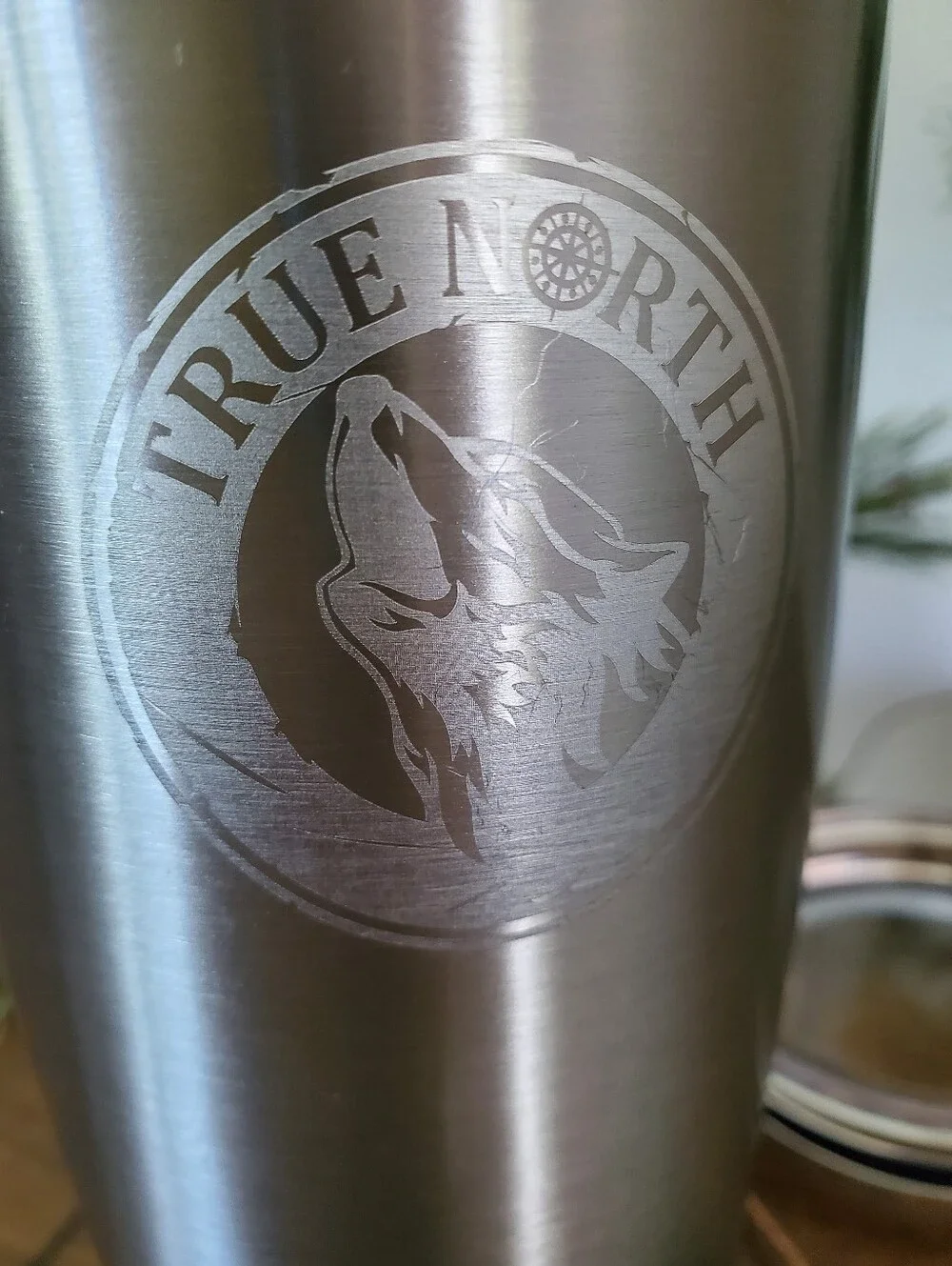 True North Wolf Etched 20oz Stainless Steel Vacuum Insulated Travel Tumbler Mug
